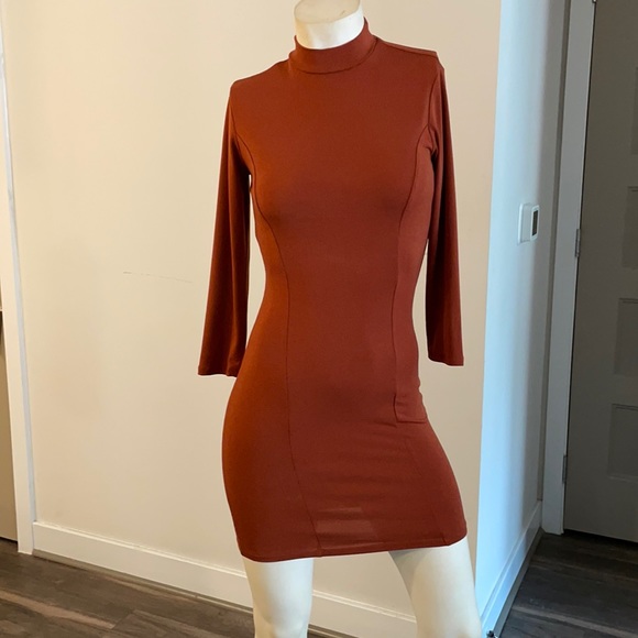 Burnt orange fitted dress Clearance